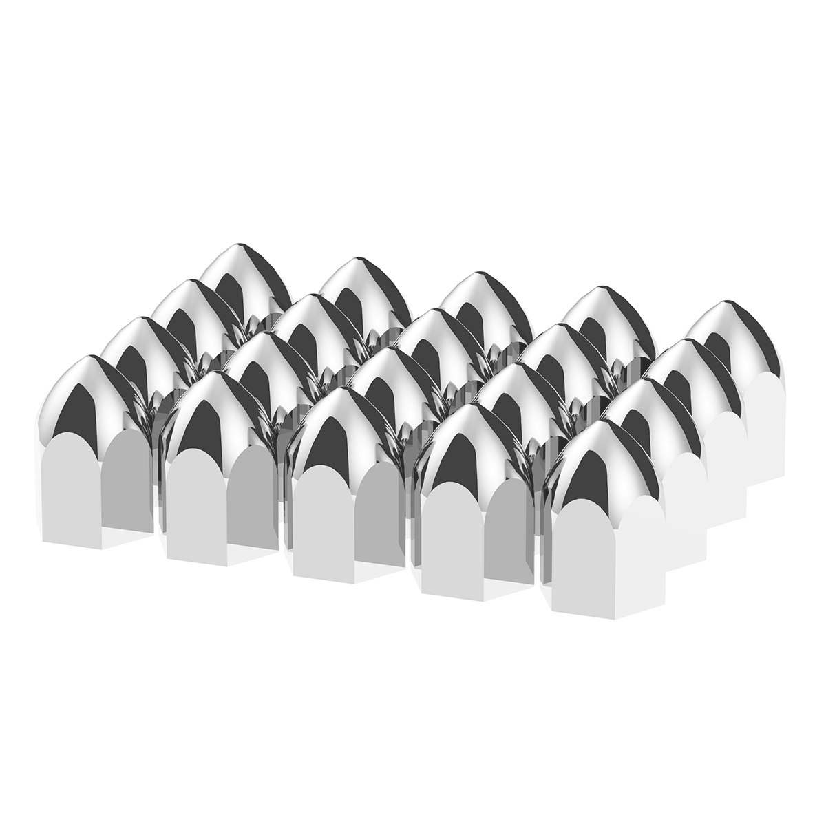 UP - 10047: 1-1/2" X 2-3/4" Chrome Plastic Bullet Nut Covers - Push-On (20-Pack)