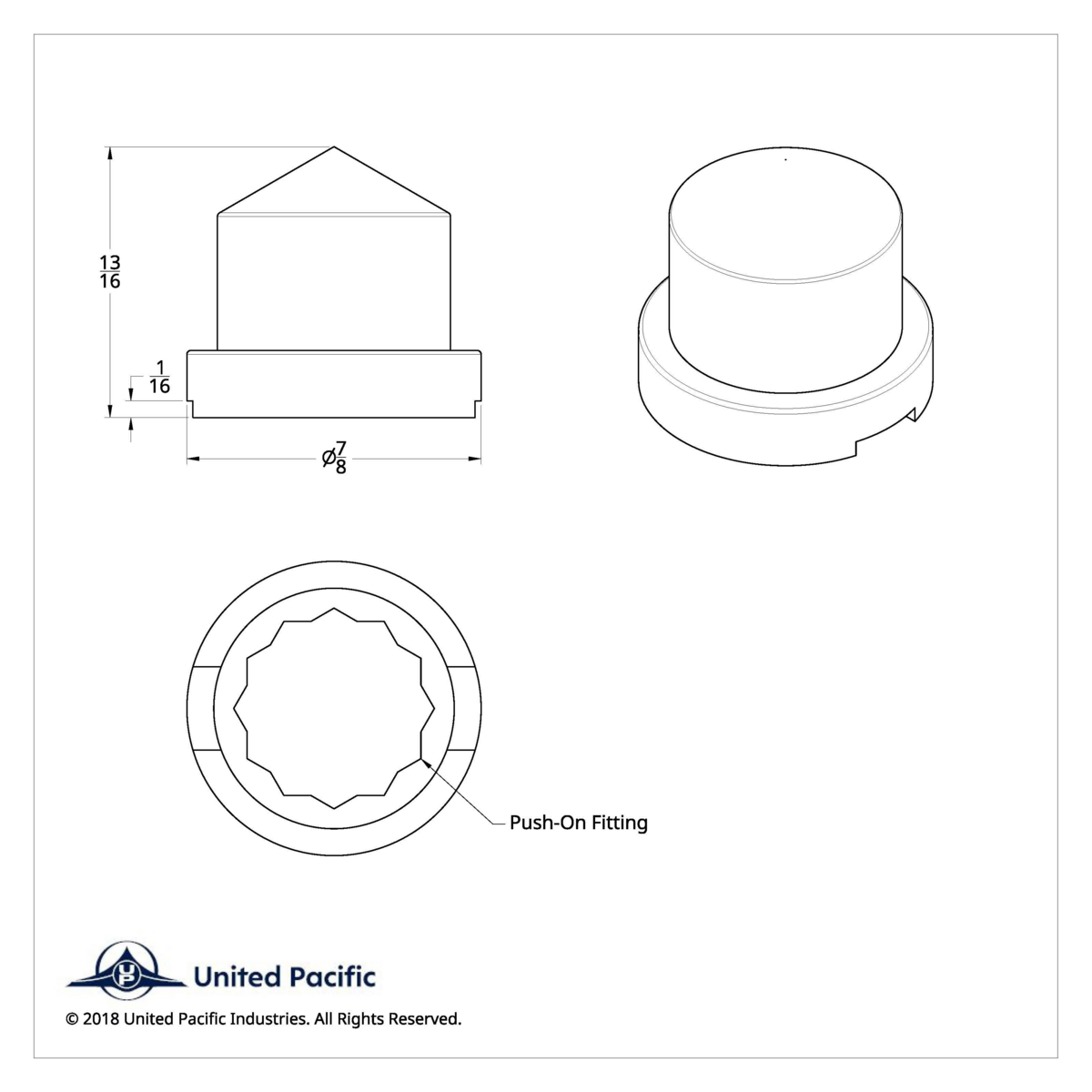 UP - 10078P : 1/2" x 1" Chrome Plastic Pointed Nut Covers - Push-On (10 Pack)