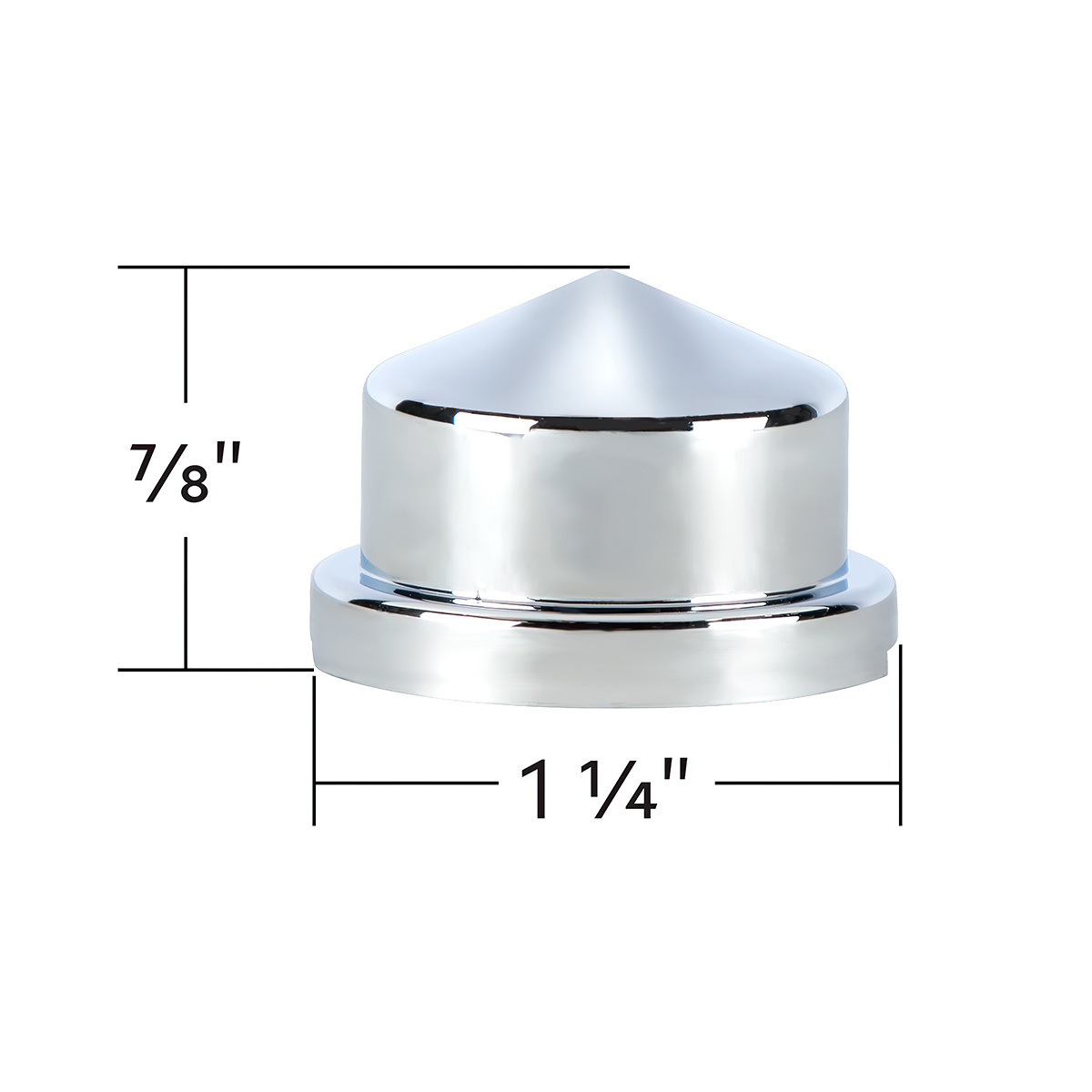 UP - 10082P: 3/4" X 7/8" Chrome Plastic Pointed Nut Covers - Push-On (Box of 10)