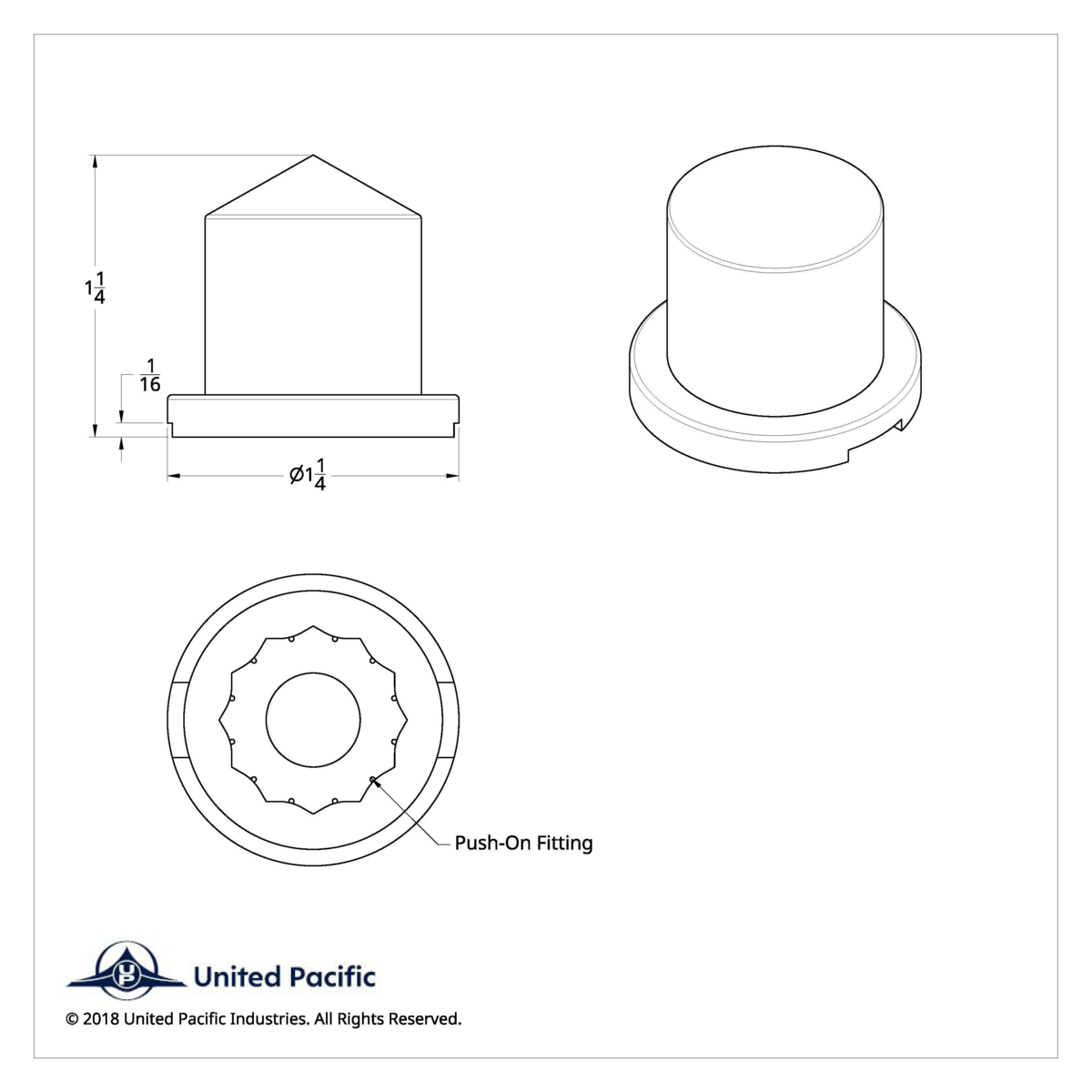 UP - 10088P: 11/16" x 1-1/4" Chrome Plastic Pointed Nut Covers - Push-On (10 Pack)