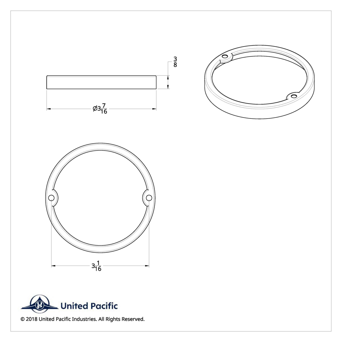 UP - 30317: Stainless Steel Low Profile Cab Light Bezel