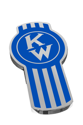 CUSTOM KNOBS-EMBKWO-678 : Kenworth Old Style Badge Emblem Chrome / Blue