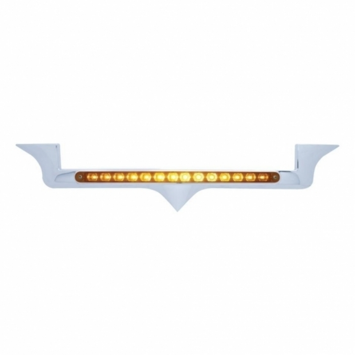UP - 39878: Chrome Hood Emblem Trim With 14 LED Light Bar For Kenworth - Amber LED/Amber Lens