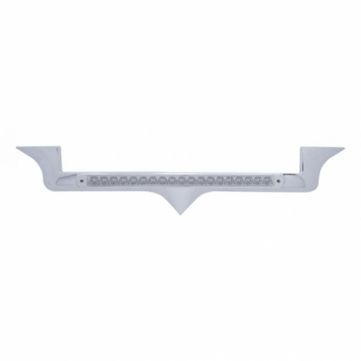 UP - 38724: Chrome Hood Emblem Trim With 19 LED Reflector Light Bar For Kenworth - Amber LED/Clear Lens