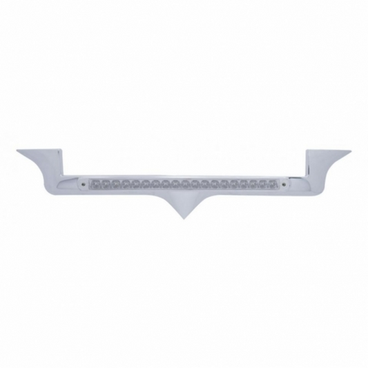 UP - 38724: Chrome Hood Emblem Trim With 19 LED Reflector Light Bar For Kenworth - Amber LED/Clear Lens