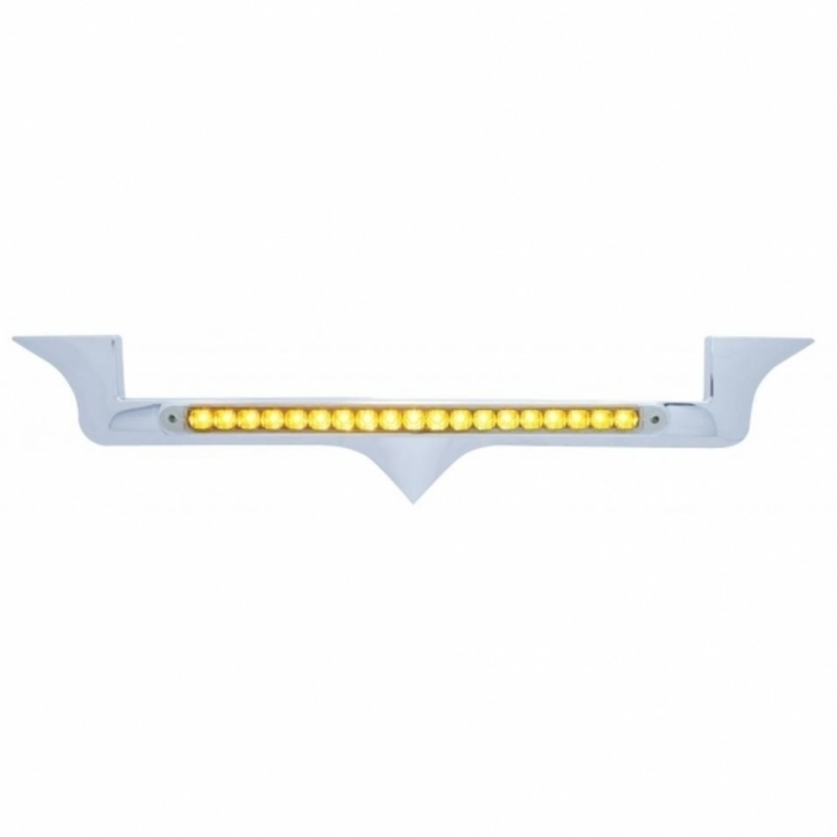 UP - 38724: Chrome Hood Emblem Trim With 19 LED Reflector Light Bar For Kenworth - Amber LED/Clear Lens