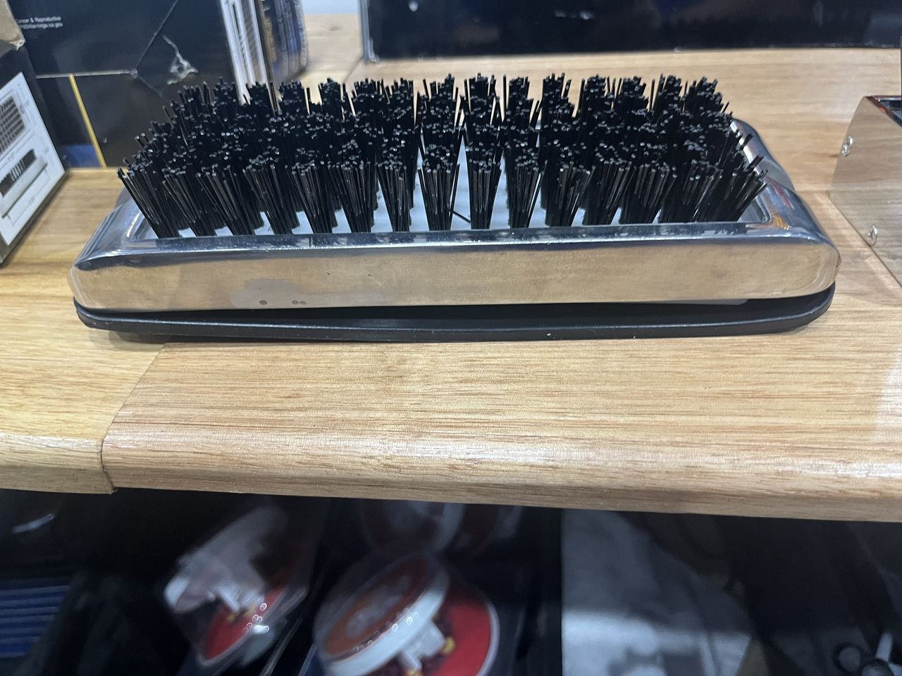 UNITED PACIFIC - 90050 : STAINLESS SHOE/BOOT SCRAPER WITH NYLON BRUSH - BLACK BRUSH