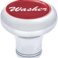 UP - 23446: Chrome Deluxe Dash Knob with Glossy 'Washer' Sticker - Red