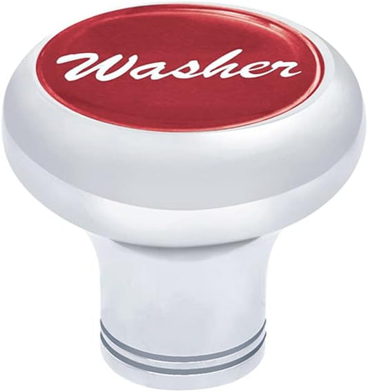UP - 23446: Chrome Deluxe Dash Knob with Glossy 'Washer' Sticker - Red