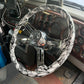 UNITED PACIFIC - 88234 : 18" SKULL STEERING WHEEL ONLY WITH HYDRO-DIP FINISH WOOD - WHITE/GREY - No Hub