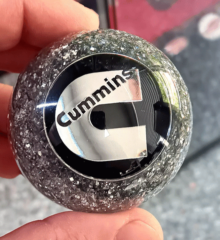 OSS-RSCUM Silver Glitter Round Shifter Knob with Cummins Logo