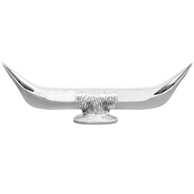 Grand General - 48181 : Deluxe Chrome Bull Horn With Round Basehood Ornament