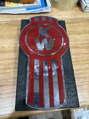 CK-EMKW-6340 : Kenworth Original Style Emblem Chrome / Red (450)