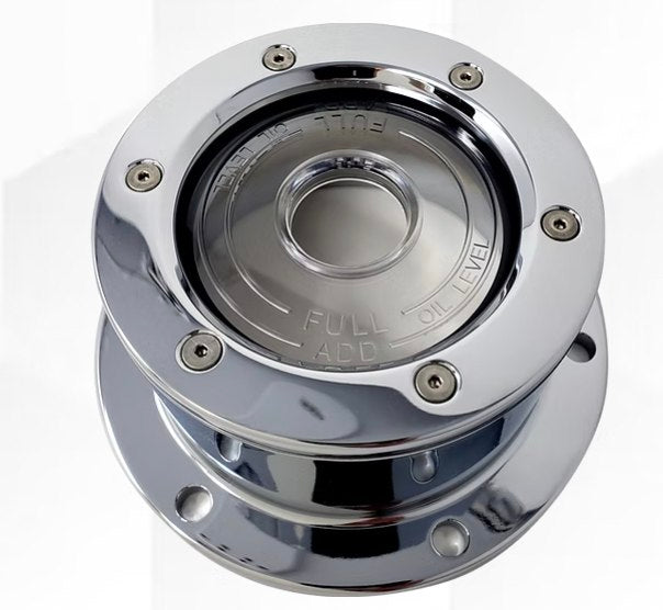 LT - CFOC-6W : 4-1/2" Front Oil Steer Hub Cap Cover with CLEAR Window (Set of 2)
