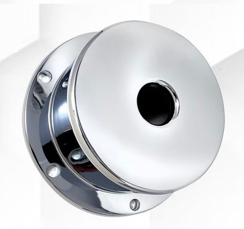LT-CFOC-6S : 4.5" Chrome Plated Billet Aluminum Front Oil Cap Cover w/ Smooth Top (Set of 2)