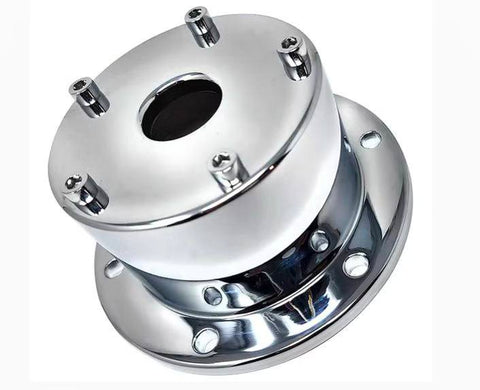LT-CFOC-7 : 5.5" Chrome Plated Billet Aluminum Front Oil Cap Cover (Set of 2)