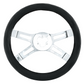 UP - 70118: 18" Crystal Stitched Leather Steering Wheel Cover - Black Stitching