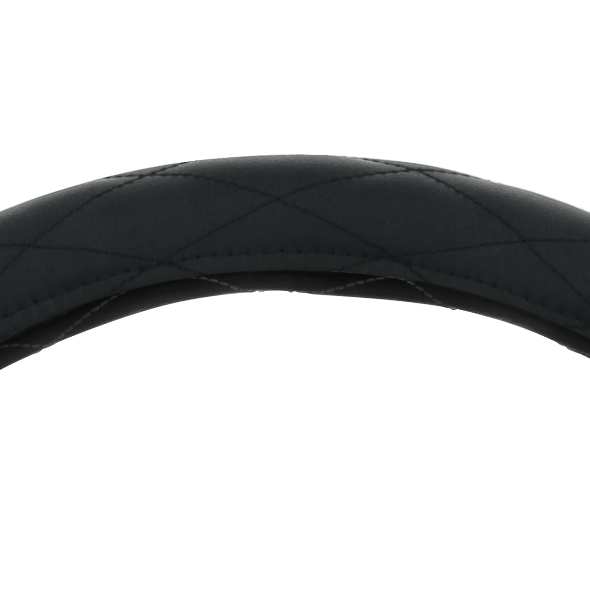 UP - 70118: 18" Crystal Stitched Leather Steering Wheel Cover - Black Stitching