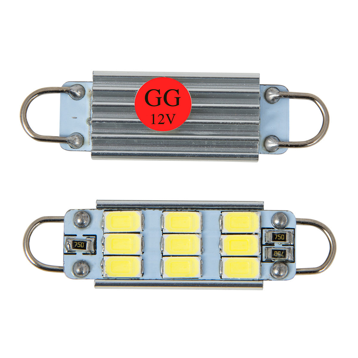 GG - 70633 : RED 9 LED Interior Dome light Bulbs With Heat Sink 12V