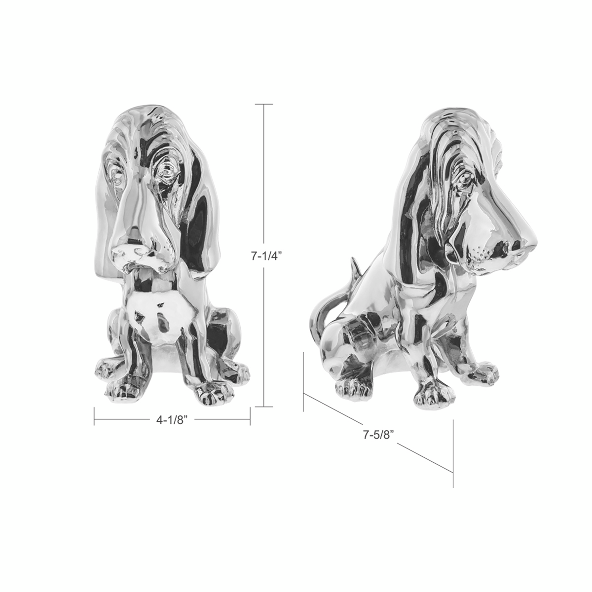 UNITED PACIFIC - 72003 : Die-Cast Bassett Hound Hood Ornament - Chrome