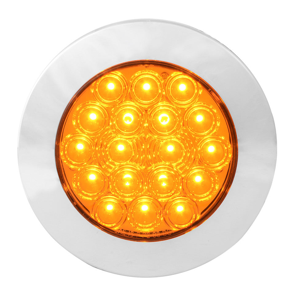 GG- 75880: AMBER/AMBER 18LED Fleet Series 4" Flange Mount LED Light with Twist-On Bezel & 3 Wires