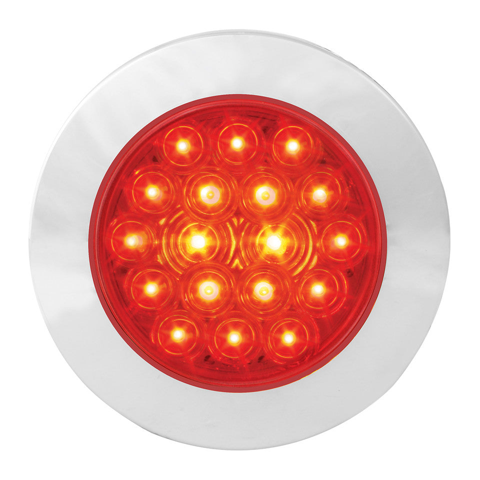Grand General -75882 : RED/RED 18 LED Fleet Series 4" Flange Mount LED Light with Twist-On Bezel & 3 Wires
