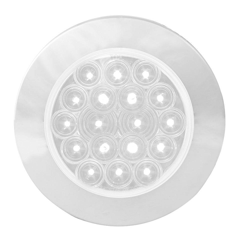 GG - 75884: WHITE/CLEAR 18LED Fleet Series 4" Flange Mount LED Light with Twist-On Bezel & 3 Wires