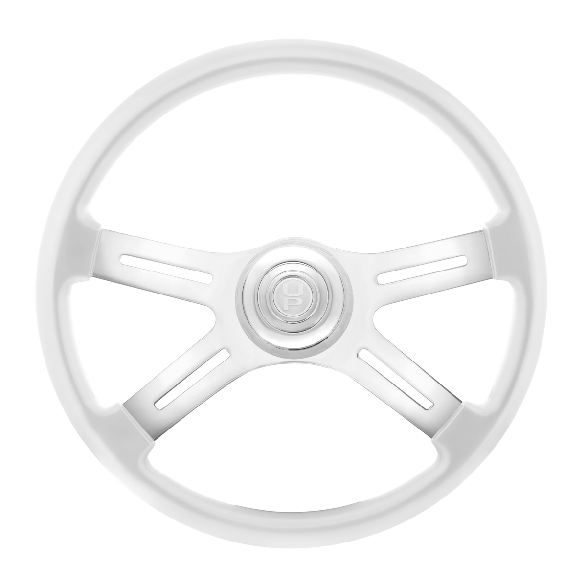 UP - 88370 - 18" Candy Color 4 Spoke Steering Wheel With Chrome Horn Bezel And Horn Button-Pearl White