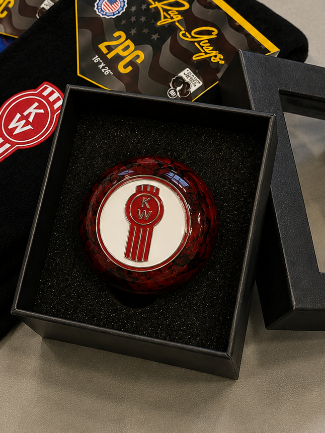 GS-SHKN-KW-R-R/W - KENWORTH Red Black Rock Shift Knob