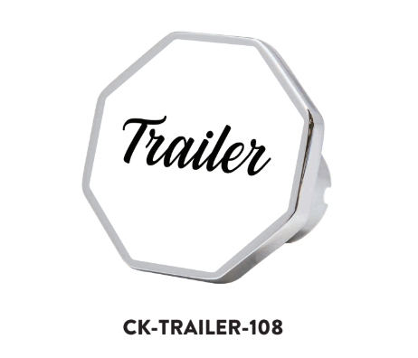 CK-TRAILER-108: White Octagon Trailer Knob