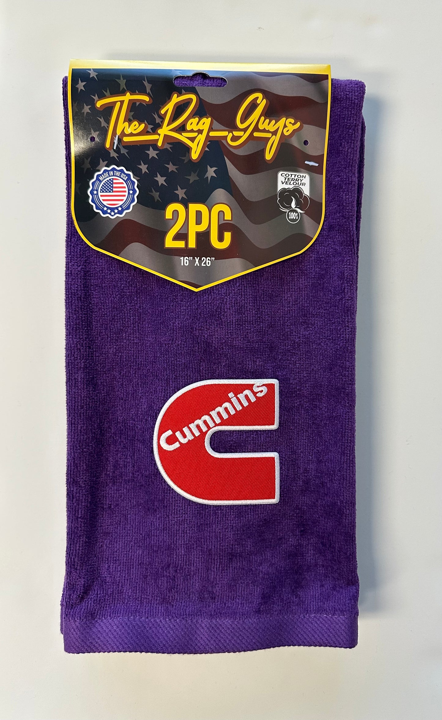 The Rag Guys - CUPU-R1 - CUMMINS Red Logo Purple Rag/Towel - Set of 2