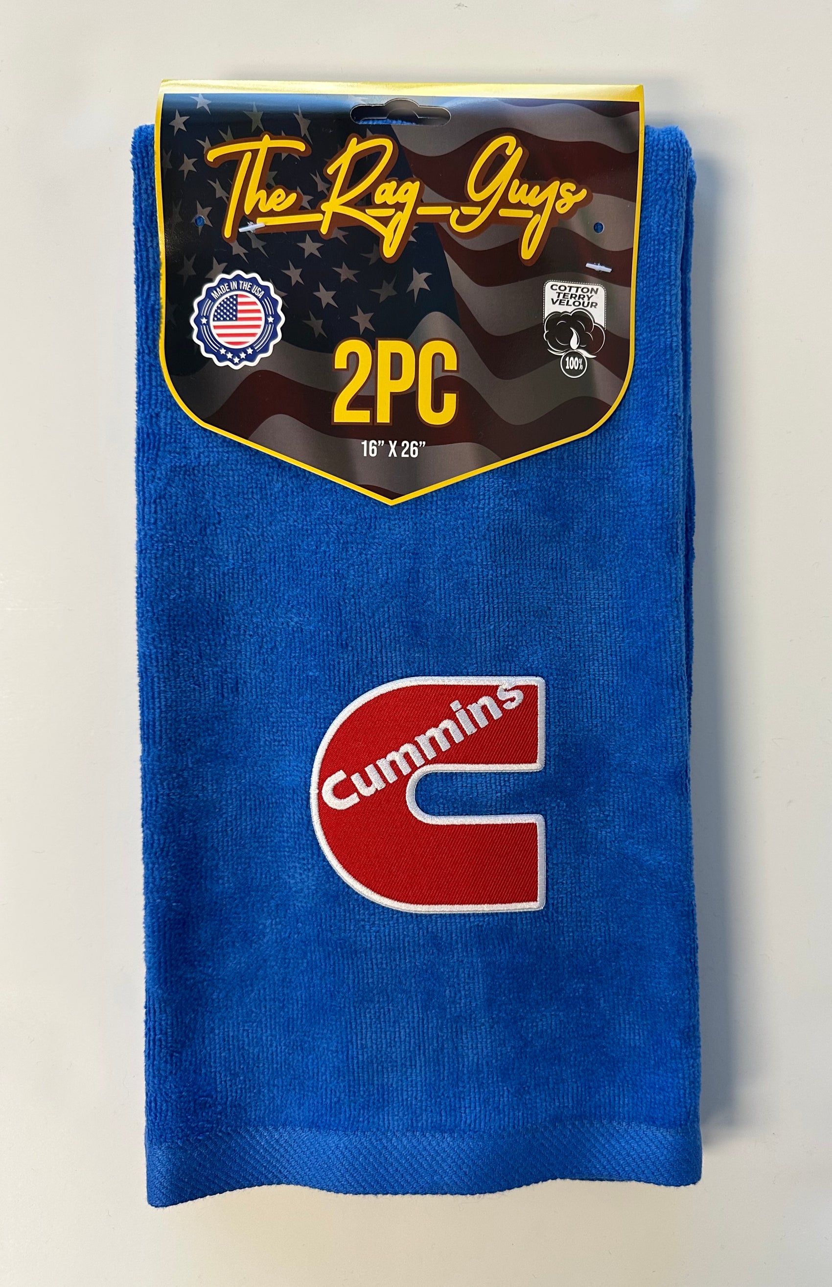 The Rag Guys - CURB-R1 - CUMMINS Red Logo Royal Blue Rag/Towel - Set of 2