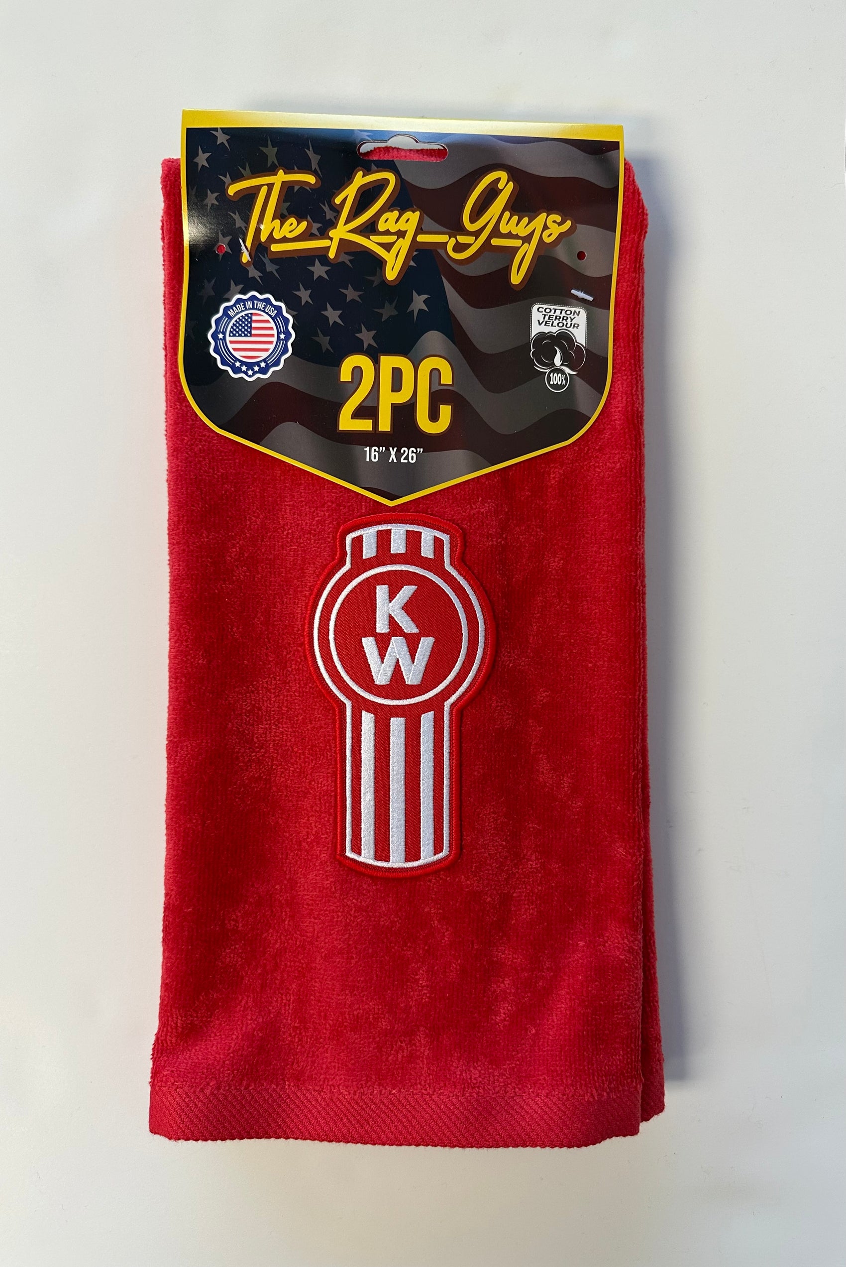 The Rag Guys - KWRD-R1 - KENWORTH Red Logo Red Rag/Towel - Set of 2