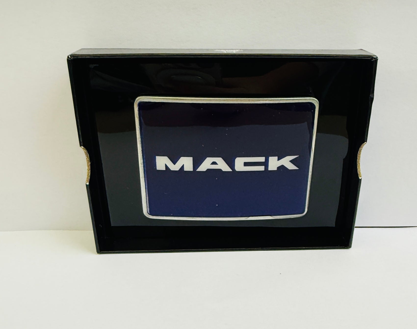 CK-BR-M1-7747 : Rectangular Belt Buckle Mack Text Logo Blue