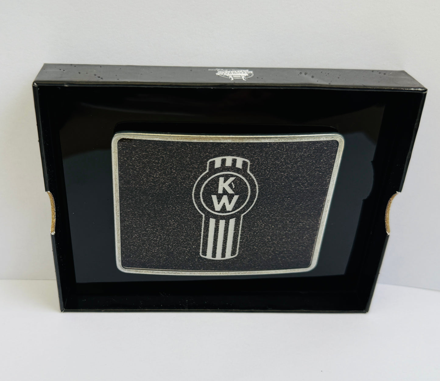 CK-BR-K-5778 : Rectangular Belt Buckle KW Logo Metallic Black