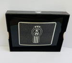 CK-BR-K-5778 : Rectangular Belt Buckle KW Logo Metallic  Black 195
