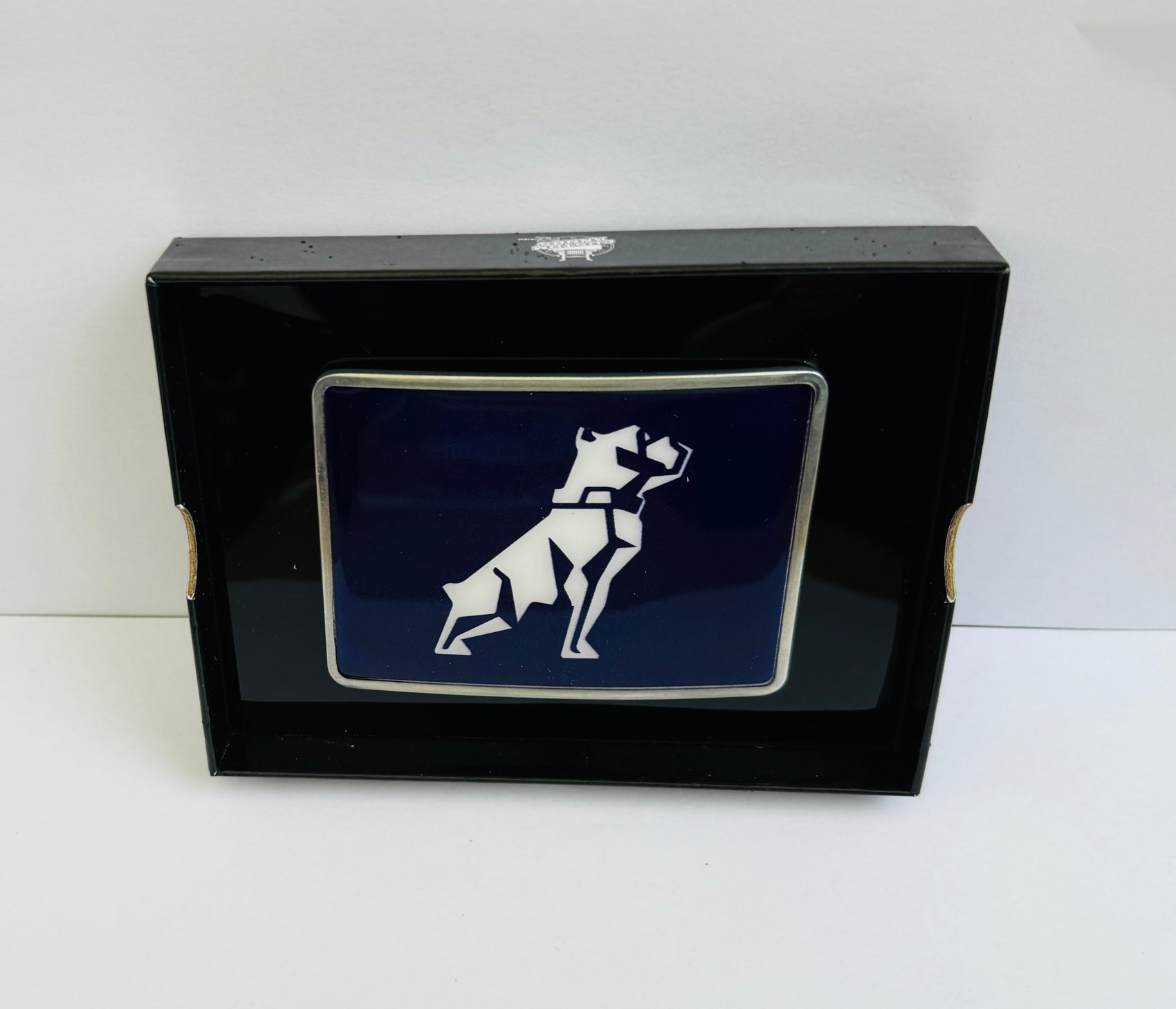 CK-BR-M2-7747 : Rectangular Belt Buckle Mack Bulldog Logo Blue