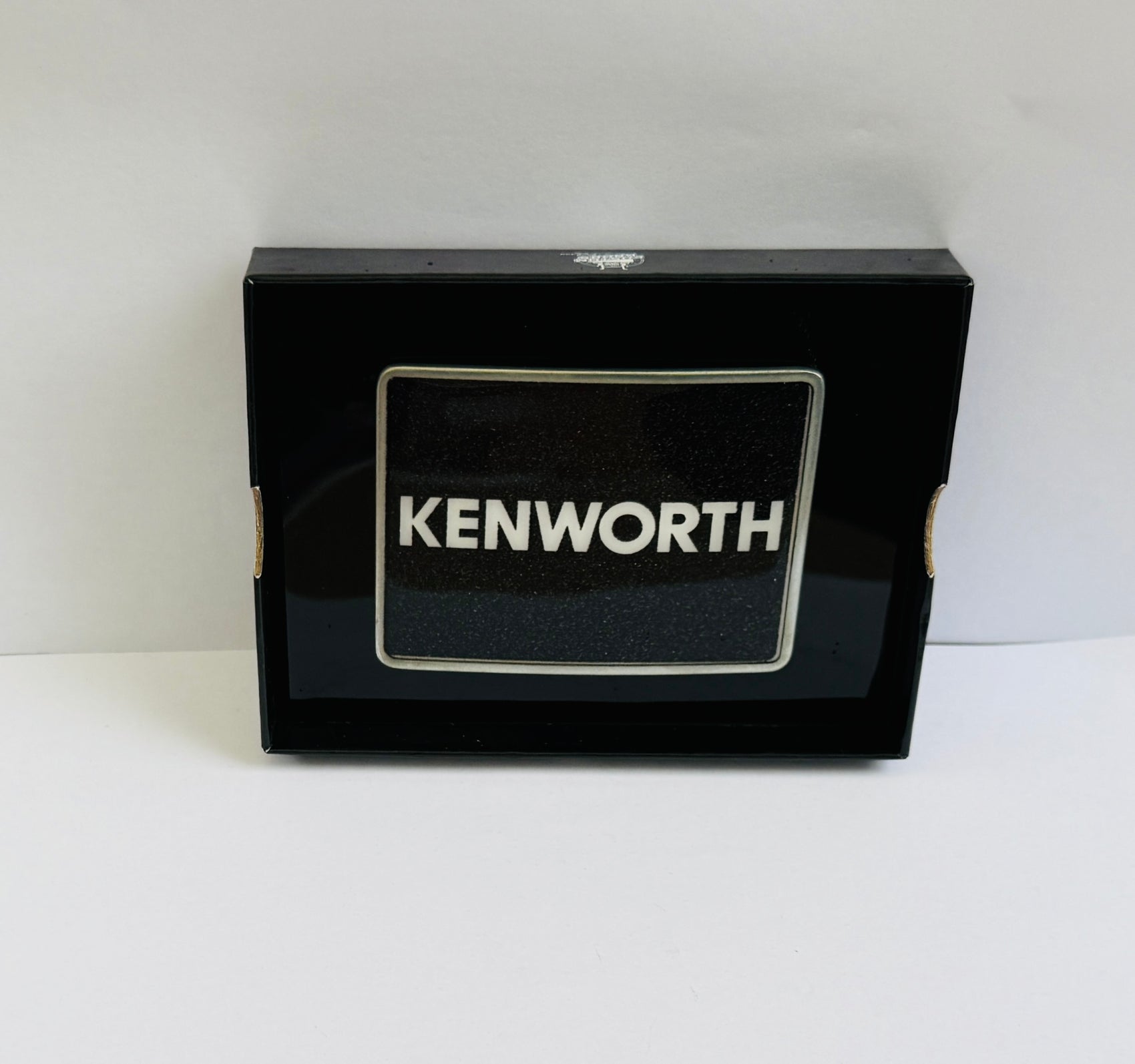 CK-BR-K2-5778 : Rectangular Belt Buckle Kenworth Text Logo Metallic Black