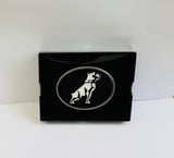 CK-BO-M2-5778 : Oval Belt Buckle MK Bulldog Logo  Metallic Black 195