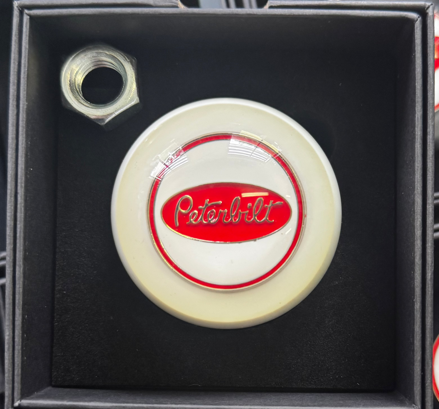SALE - Peterbilt White Gearshift Knob With White Face