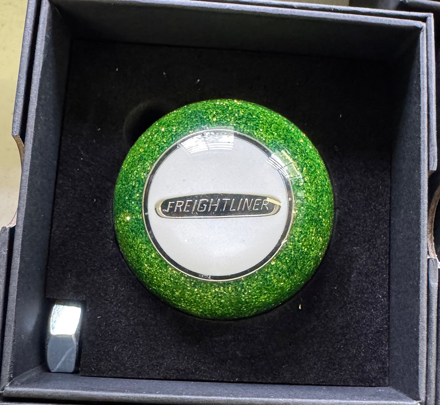 SALE - Freightliner Green Glitter / White Face Gear Shift Knob