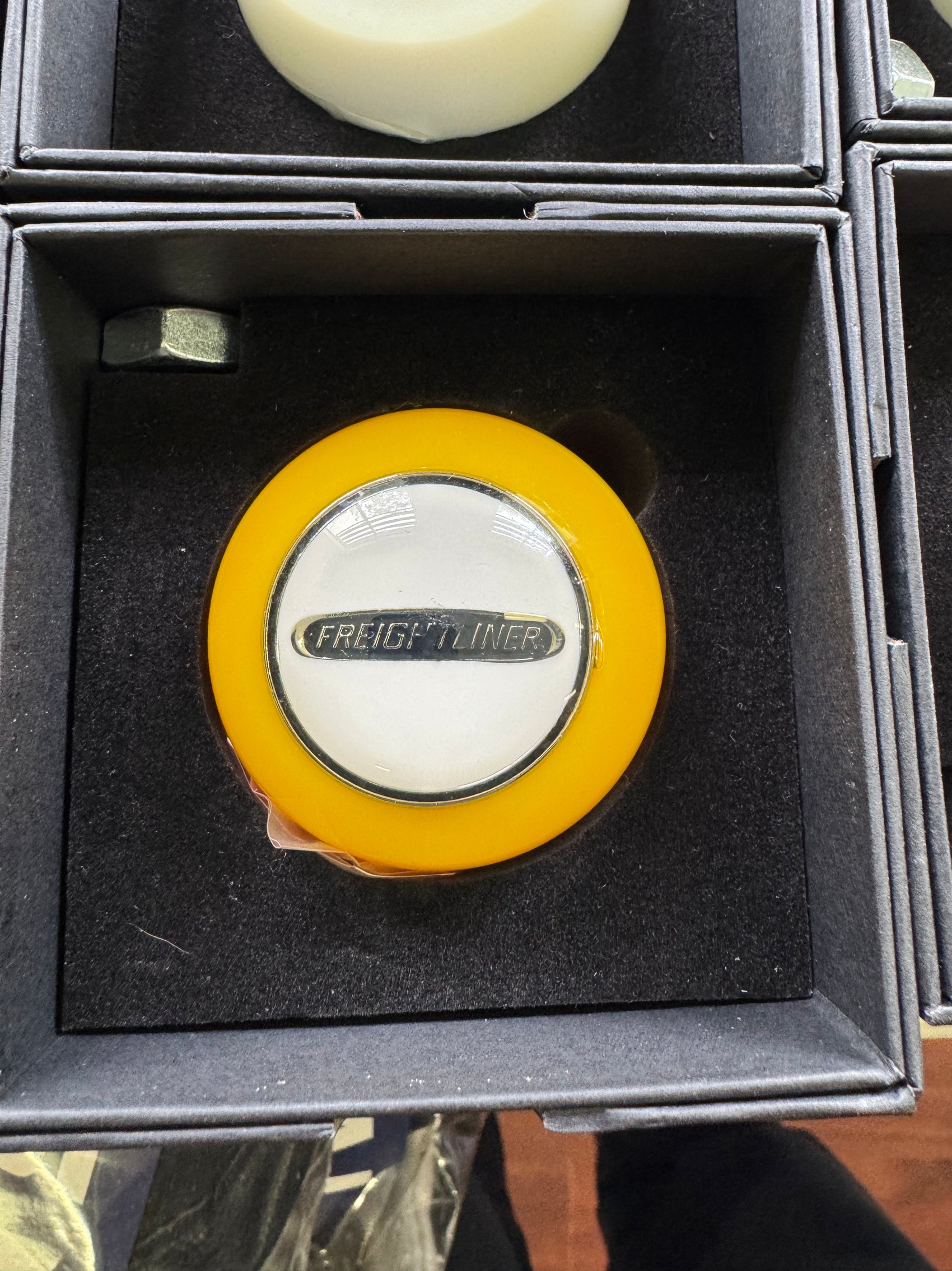 SALE - Freightliner Yellow / White Face Gear Shift Knob