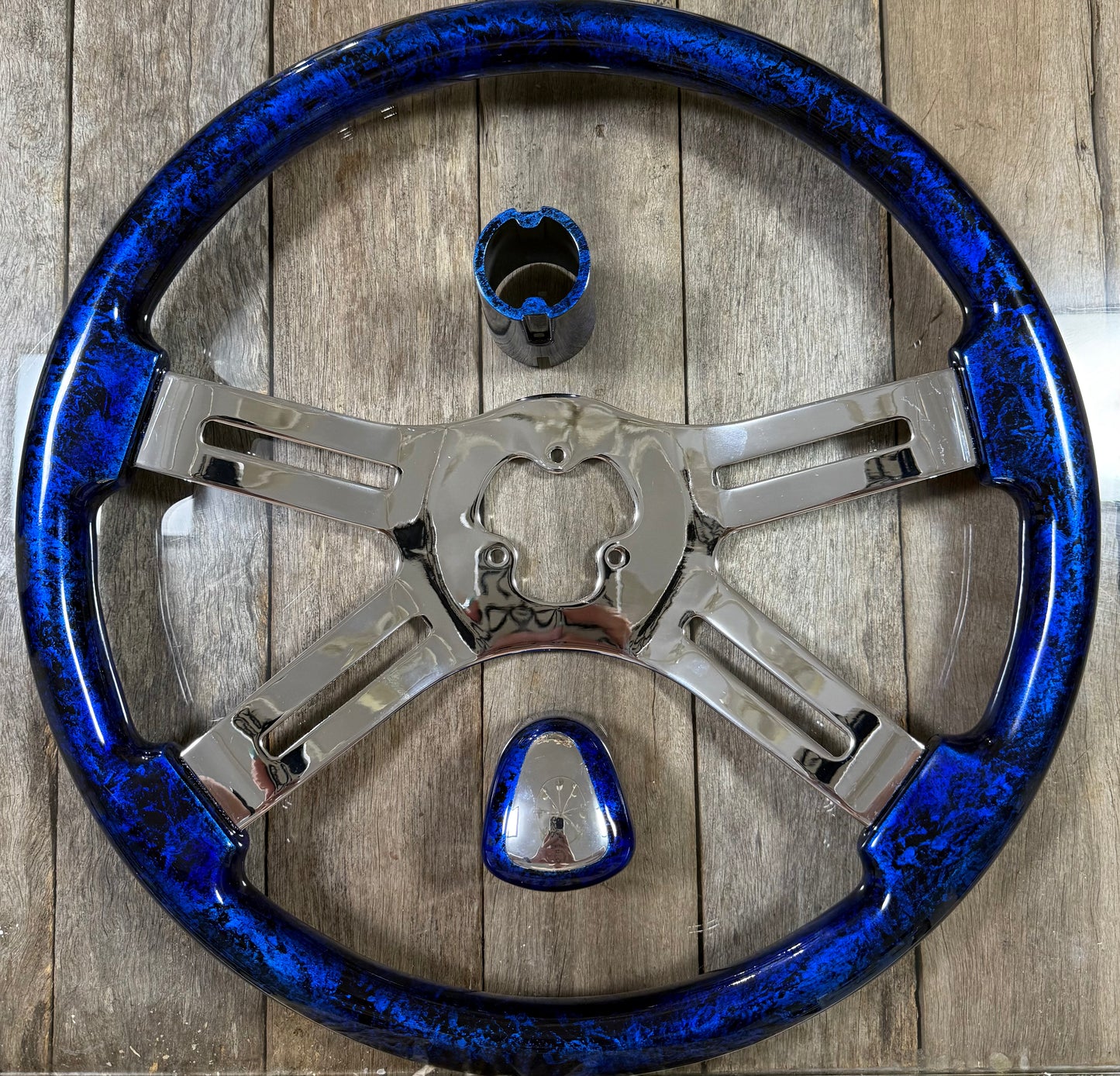 SC : Pearl Steering Wheel Combo Set with Matching Gear Knobs and Lower Gear Sleeve - Blue