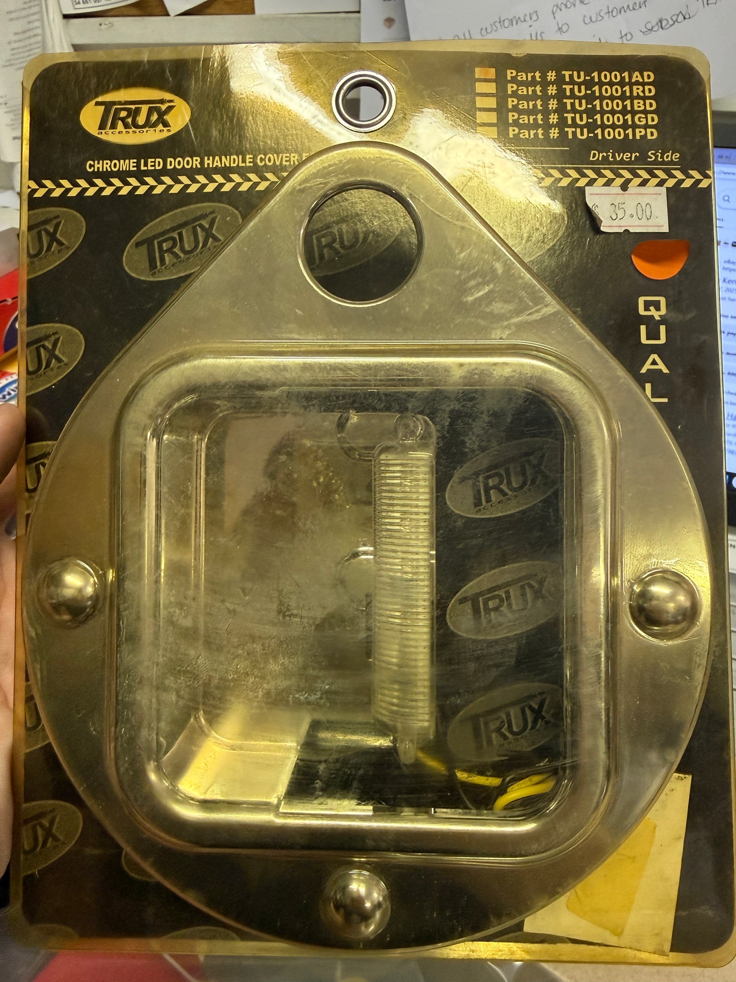 TX-TU-10001AD: Kenworth Chrome Plastic LED Door Handle Cover