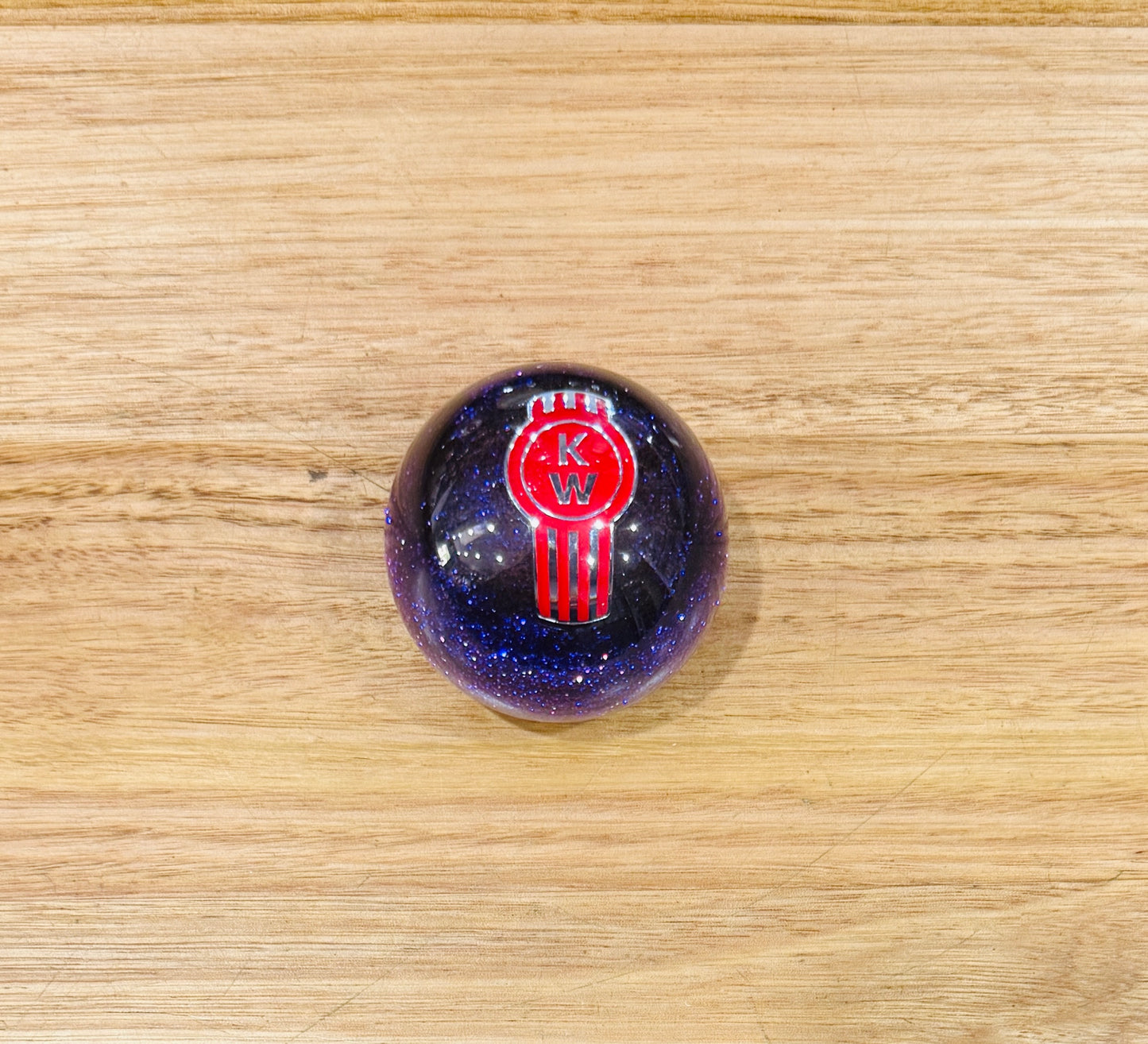 GS-KP13: KENWORTH Purple Glitter Round Knob with red/silver long KW