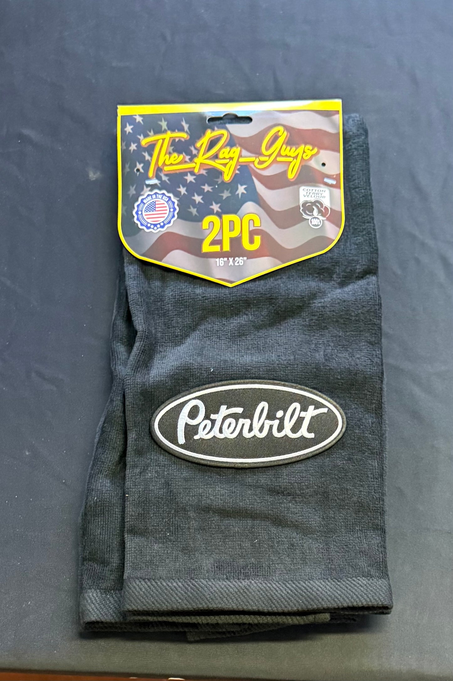 The Rag Guys - PBBK-B1 - PETERBILT Black Oval Logo Black Rag/Towel - Set Of 2