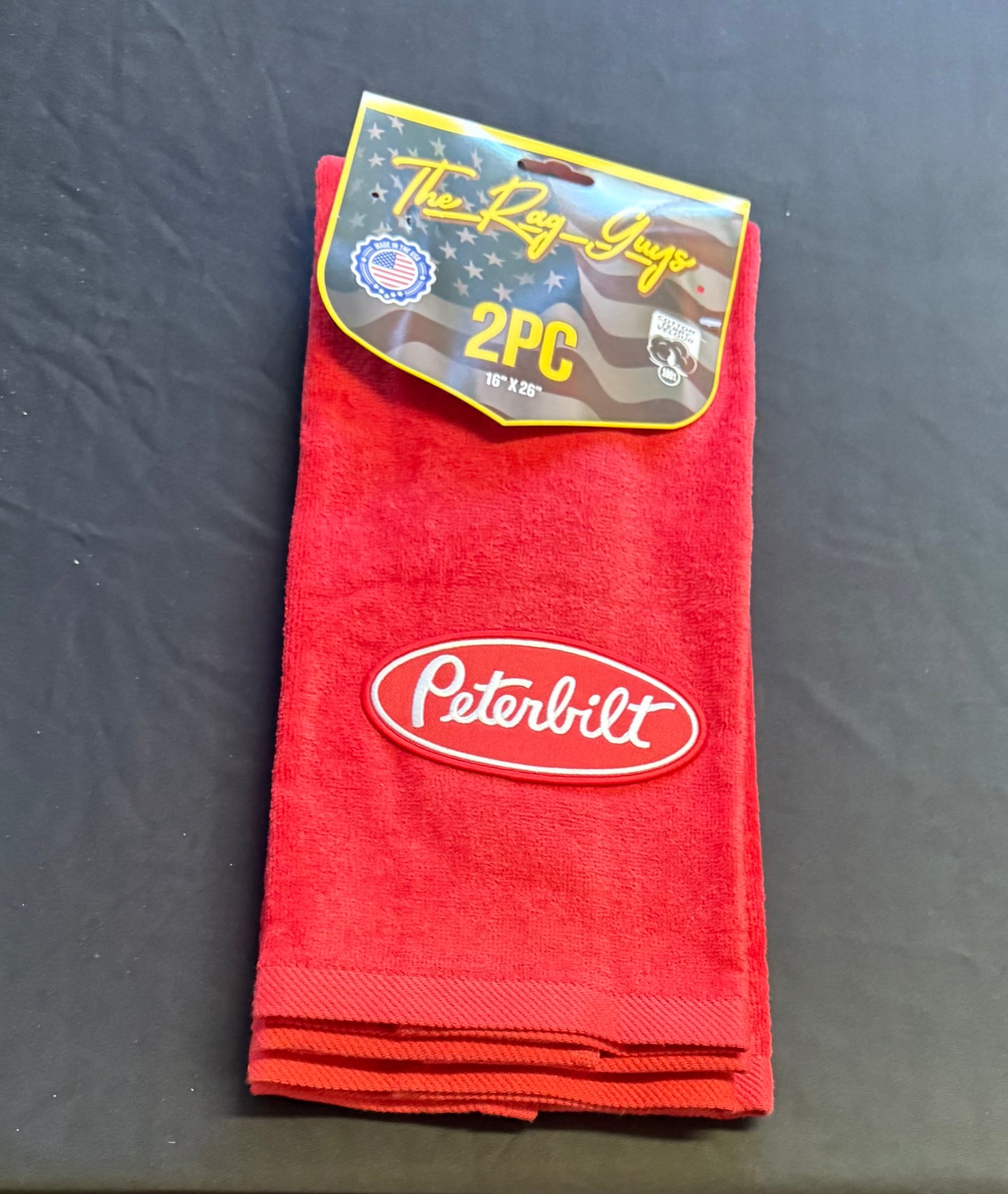 The Rag Guys - PBRD-R1 - PETERBILT Red Oval Logo Red Rag/Towel - Set Of 2