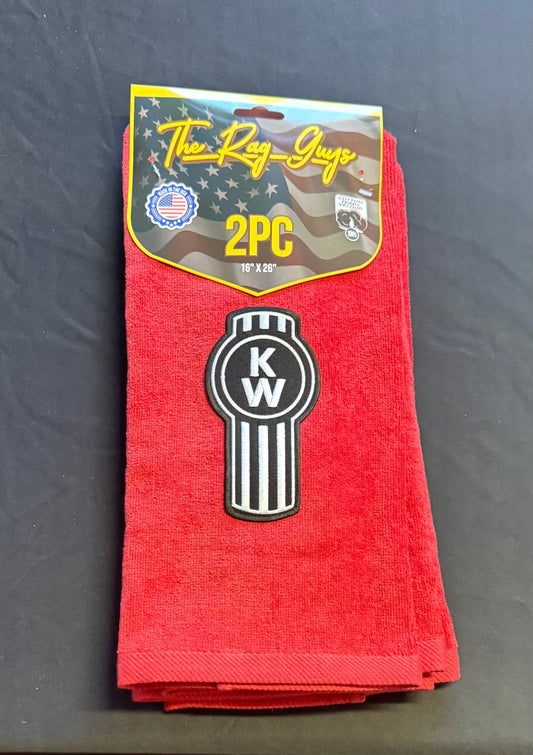 The Rag Guys - KWRD-B1 - KENWORTH Black Logo Red Rag/Towel - Set Of 2