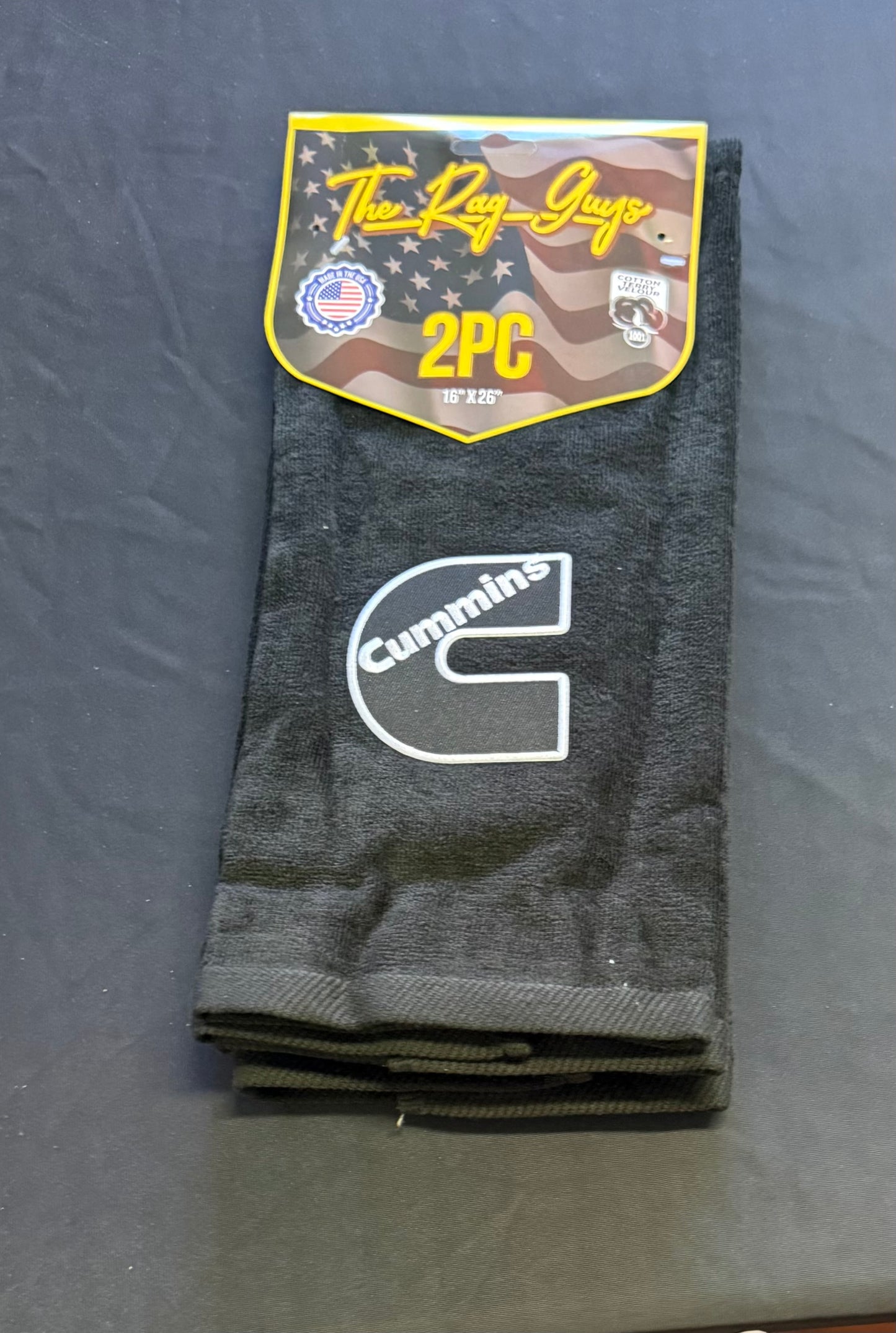 The Rag Guys - CUBK-B1 - CUMMINS Black Logo Black Rag/Towel - Set Of 2