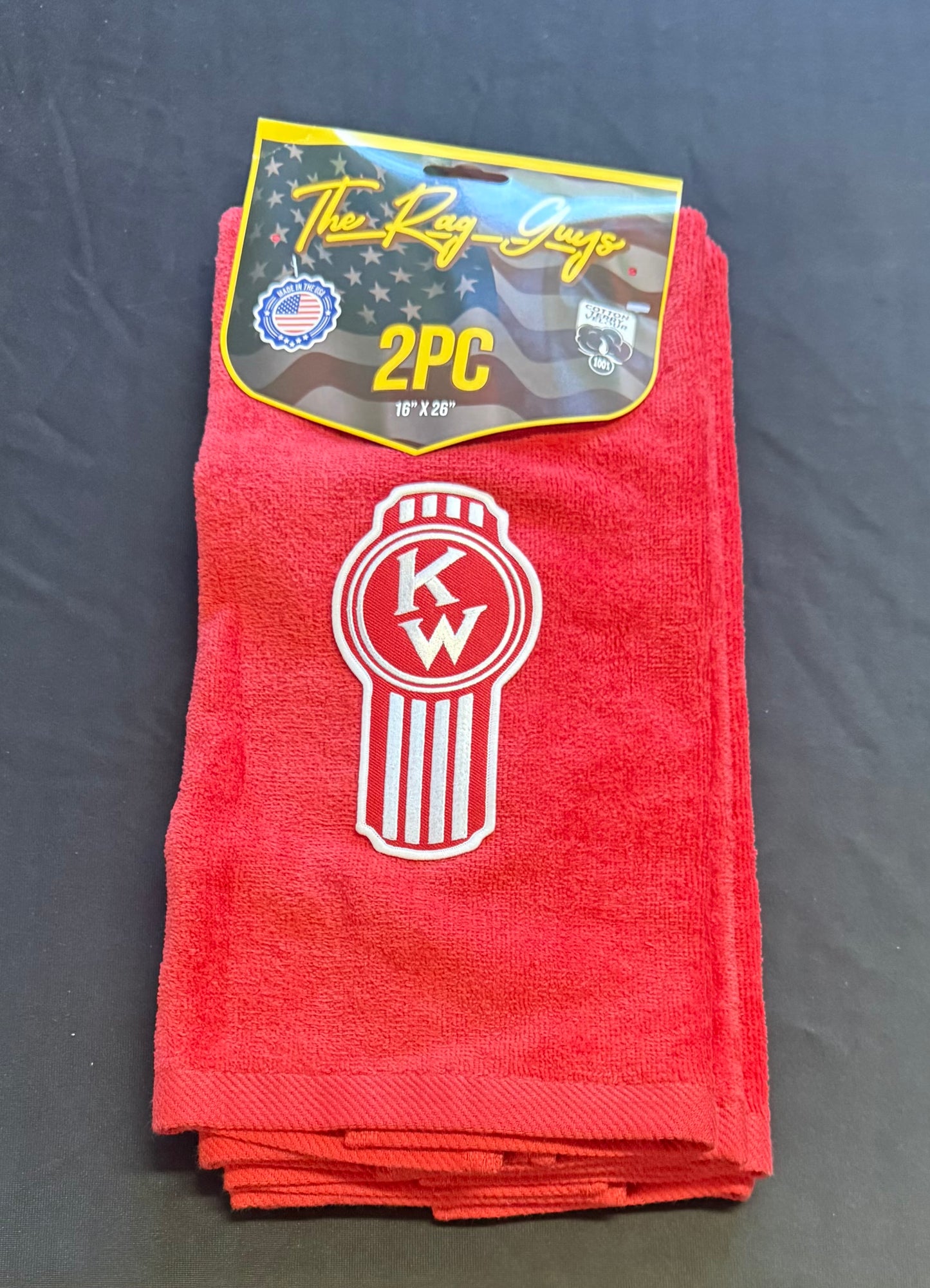 The Rag Guys - KWRD-R2 - KENWORTH Ol Skool Red Logo Red Rag/Towel - Set Of 2